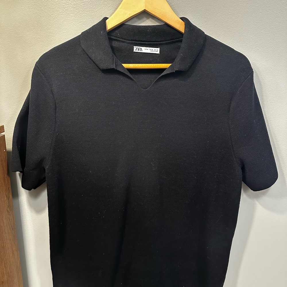 Zara Black Polo Shirt Classic Style
